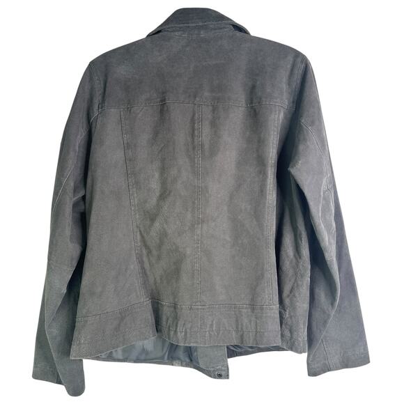 Levi’s Brushed Suede 100% Leather Moto Jacket Grey Women’s Plus Size 1X Biker - Picture 8 of 14